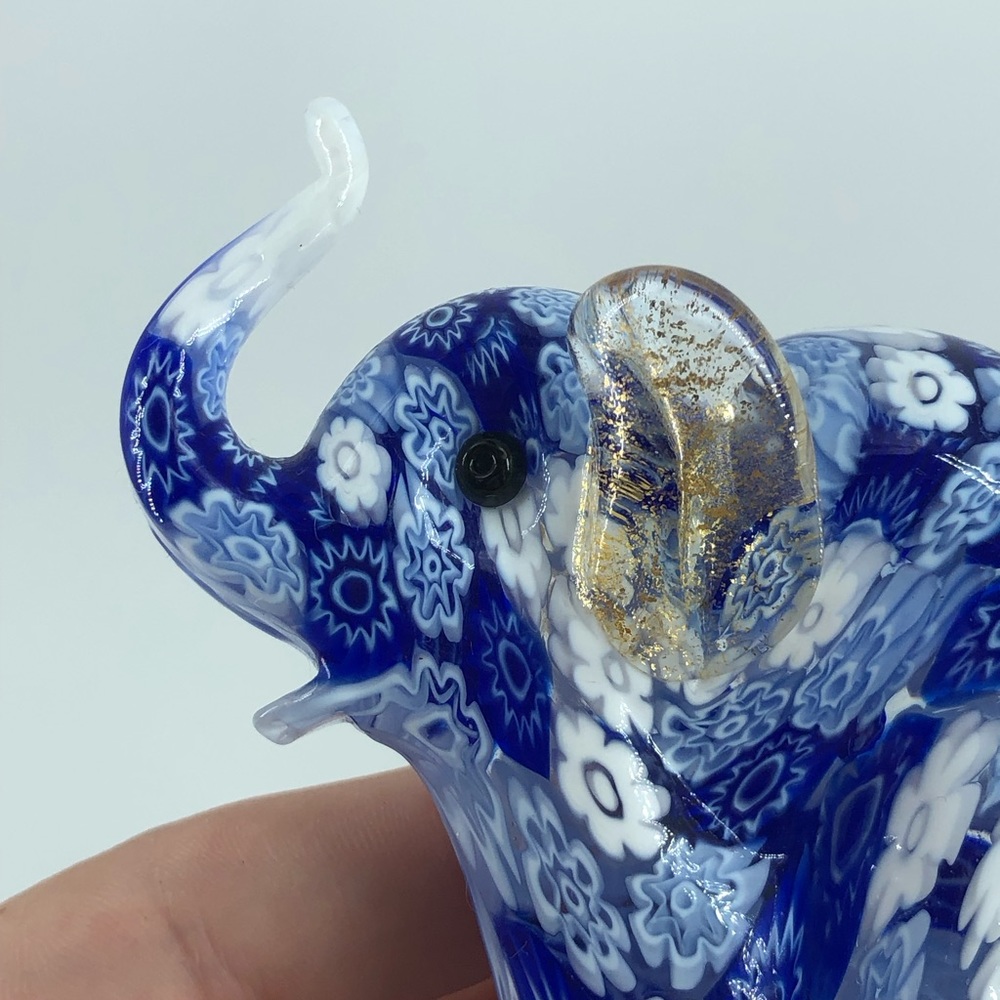Murano Hand-Blown Millefiori & Gold Aventurine Glass Elephant Figurine - Picture 5 of 10